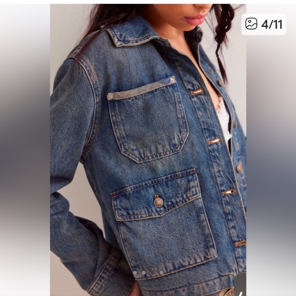 NWT "XL" Free People We The Free Dani Denim Jacket in “From the Shetland” - Picture 7 of 7